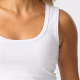 Scoop Neck Ribbed Tank - White