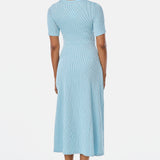 Gathered Short Sleeve Dress - Aquamarine Marl