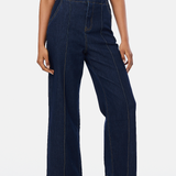 Tailored Pintuck Jeans - Indigo