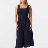 Denim Panelled Midi Dress - Indigo