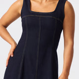 Denim Panelled Midi Dress - Indigo