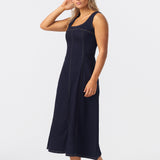 Denim Panelled Midi Dress - Indigo
