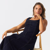 Denim Panelled Midi Dress - Indigo