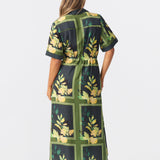 Drawstring Shirt Dress - Tropical Floral