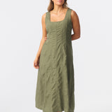 Panelled Midi Dress - Khaki
