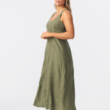 Panelled Midi Dress - Khaki