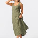 Panelled Midi Dress - Khaki