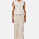 Crochet Button Up Vest - Ecru