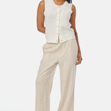 Crochet Button Up Vest - Ecru