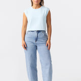 Cap Sleeve Jersey Tank - Sky Blue