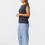 Cap Sleeve Jersey Tank - Navy