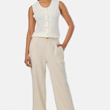 Crochet Button Up Vest - Ecru