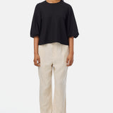 Gathered Sleeve Top - Black