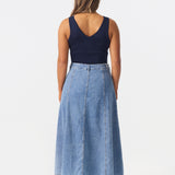 Denim Skirt - Mid Blue Wash