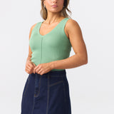 V Neck Knit Tank - Jade