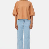 Gathered Sleeve Top - Dusty Terracotta