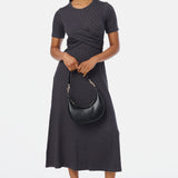 Gathered Short Sleeve Dress - Charcoal