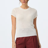 Knit Cap Sleeve Top - White