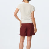 Knit Cap Sleeve Top - White