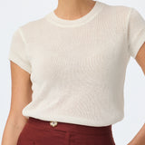 Knit Cap Sleeve Top - White