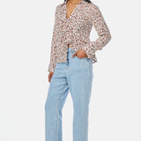 Tie Front Top - Ecru Animal