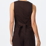 Tie Back Buttoned Vest - Chocolate