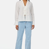 Tie Front Top - White