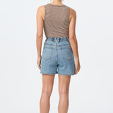 Denim Elasticated Shorts - Mid Blue Wash