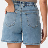 Denim Elasticated Shorts - Mid Blue Wash