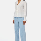 Tie Front Top - White