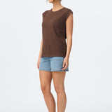 Lightweight Cap Sleeve Jersey Tank - Chocolate