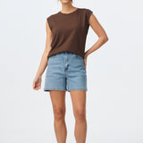 Lightweight Cap Sleeve Jersey Tank - Chocolate