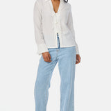 Tie Front Top - White