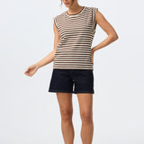 Cap Sleeve Jersey Tank - Chocolate Stripe