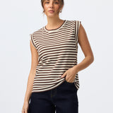 Cap Sleeve Jersey Tank - Chocolate Stripe