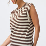 Cap Sleeve Jersey Tank - Chocolate Stripe