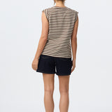 Cap Sleeve Jersey Tank - Chocolate Stripe