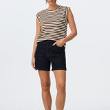 Cap Sleeve Jersey Tank - Chocolate Stripe