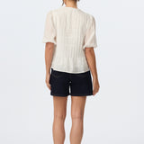 Pintuck Short Sleeve Top - White