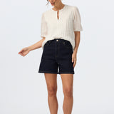 Pintuck Short Sleeve Top - White