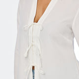Tie Front Top - White