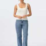 Square Neck Tank - White