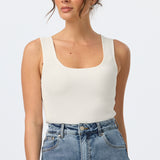 Square Neck Tank - White