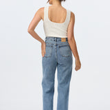Square Neck Tank - White