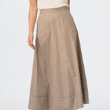 Cotton A-Line Skirt - Chocolate Stripe