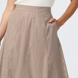 Cotton A-Line Skirt - Chocolate Stripe