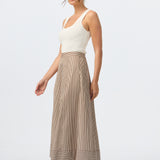 Cotton A-Line Skirt - Chocolate Stripe