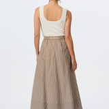 Cotton A-Line Skirt - Chocolate Stripe