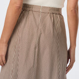 Cotton A-Line Skirt - Chocolate Stripe