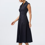 Cap Sleeve Shirt Dress - Navy